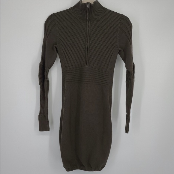 Athleta Ribbed Green Long Sleeve Sweater Dress - Picture 1 of 5